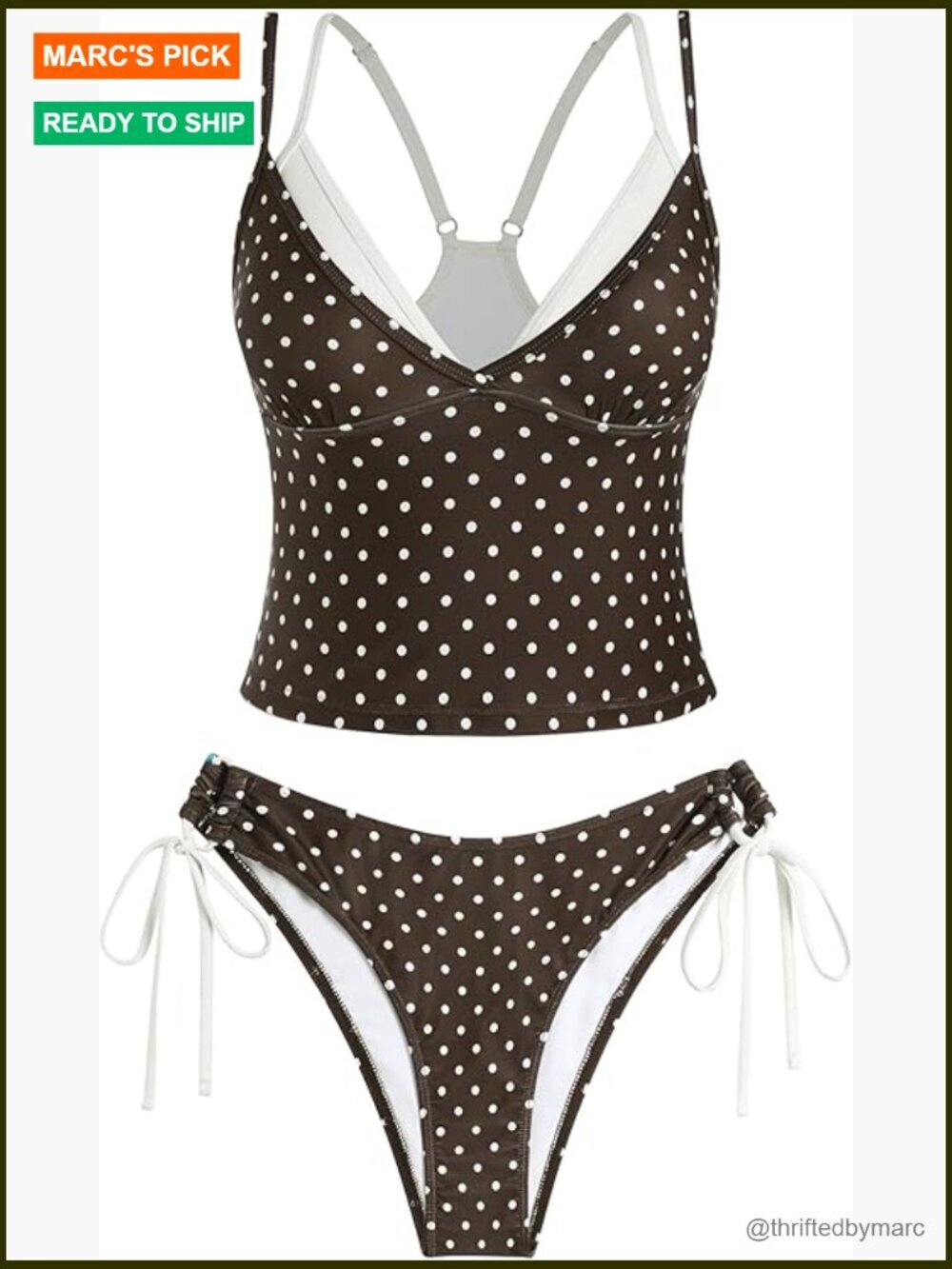 Women Double Layer Tankini Set V Neck Color Block Side Tie Two Piece Bathing